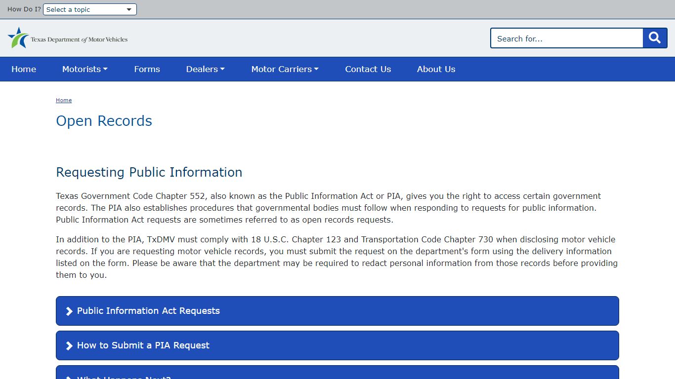 Open Records | TxDMV.gov - Texas Department of Motor Vehicles